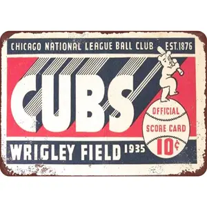 Aluminum Sign 1935 Vintage Reproduction Chicago Cubs Game Scoreboard Decorative Memorabilia 8x12 Inches American Sports Fan Gift