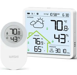 Station Indoor Thermometer,Clock with WWVB & 4.3" Backlit Display, Inside Outside Thermometer, 3-Channel 330ft, Accurate Forecast