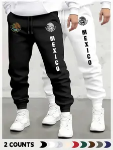 Men's Casual Loose Comfortable Sport Pants Set, Simple Versatile Design, Fashion Mexican Print, Suitable for All Occasions