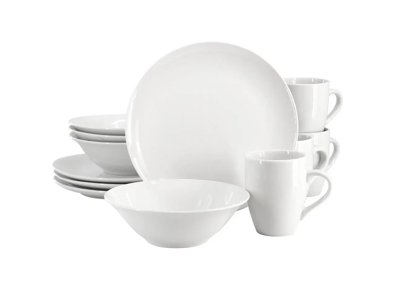 Gibson Home Wintercap 12 Piece Fine Ceramic Dinnerware Set in White