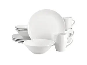 Gibson Home Wintercap 12 Piece Fine Ceramic Dinnerware Set in White