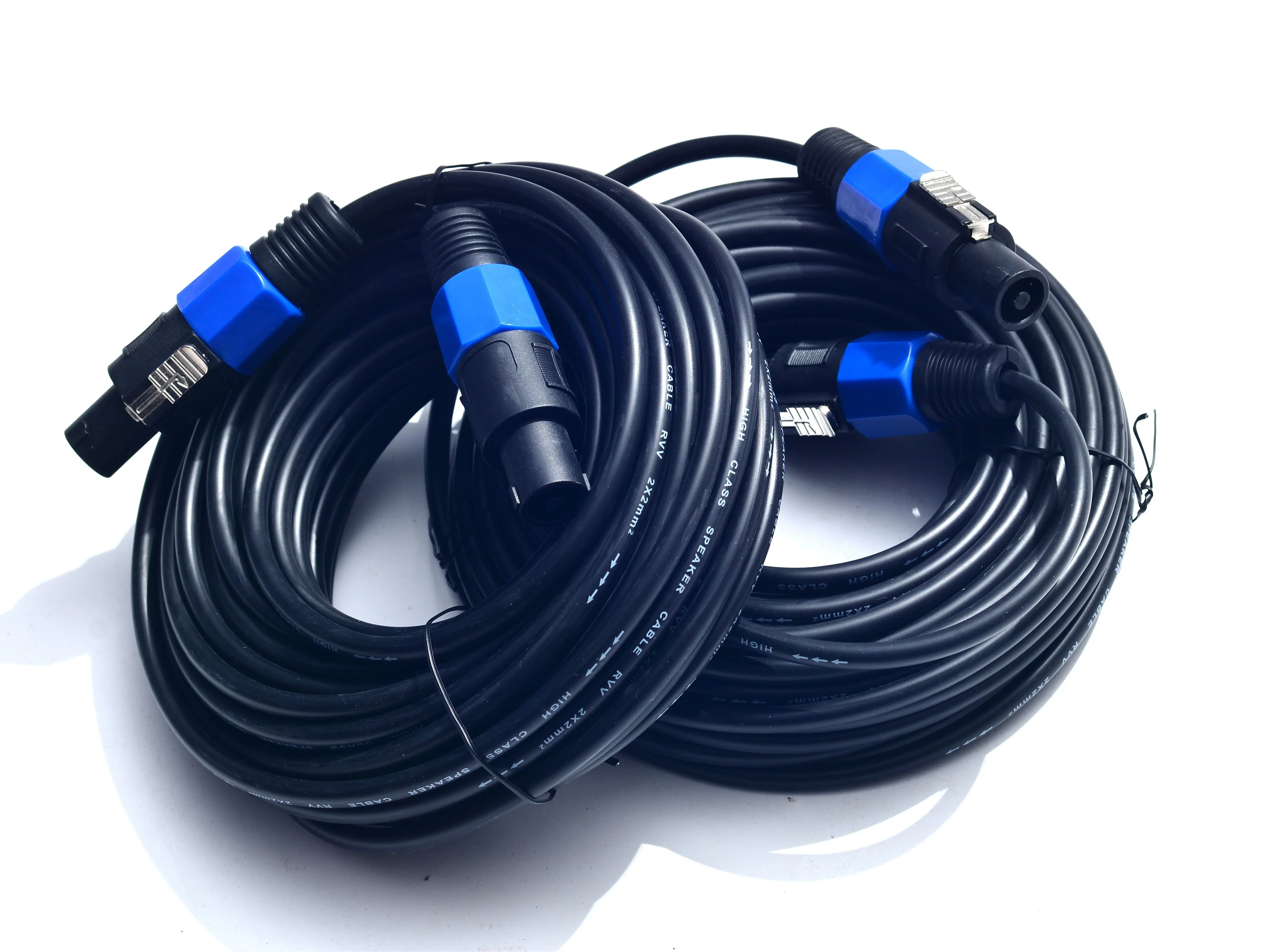 2-Pack High-Quality Construction Male-to-Male Speakon Speaker Cables, 50 ft 14AWG Wire, Professional Audio & Video Accessories, Fast Delivery, Easy Connectivity for Stereo Devices, Supports Video Transmission
