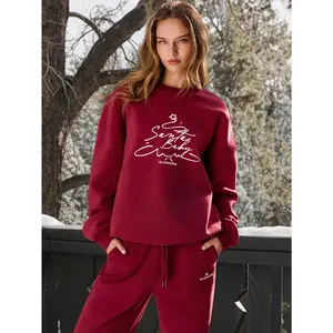 GLOWMODE Heavyweight Fleece Cozy Up Soft Plush Warm Graphic Crewneck Sweatshirt Holiday Christmas Autumn Winter Outdoors Daily Casual Wear