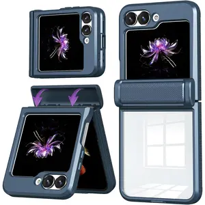 Case for Galaxy Z Flip 6,Colorful Drop-Resistant Camera Protection Durable Material Crystal Clear Acrylic with Slide Lens Phone Case for Samsung Galaxy Z Flip 5