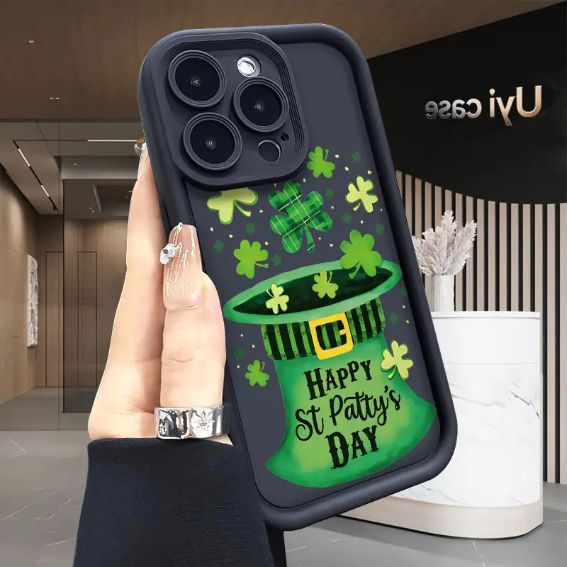 Happy St. Patrick’s Day Compatible with iPhone 16 16e 15 17 Air 14 13 12 11 Pro Max Plus X XS Rugged Durable shockproof Anti-Scratch soft Silicone case