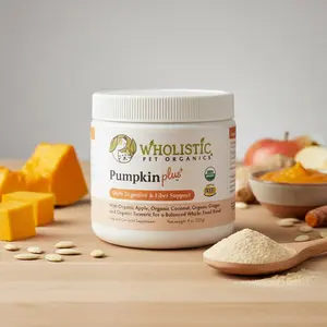 Wholistic Pet Organics Pumpkin Plus Organic Digestive and Fiber Support Supplement for Dogs and Cats 8 oz Probiotics