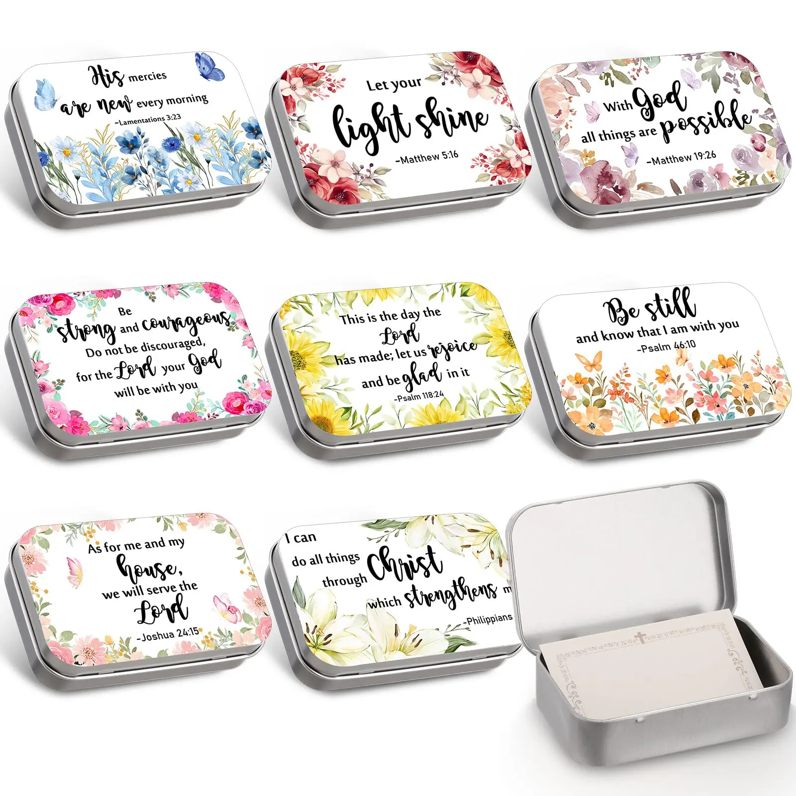 24/32Pcs Prayer Box Bible Verse Tin Boxes with Prayer cards for Women Girls Back to School Gifts Teacher Appreciation Gift Christian Gifts Set for Church group Bible Study Sunday School Baptism Gift Religious Party Favors Goodie Bags Stuffers