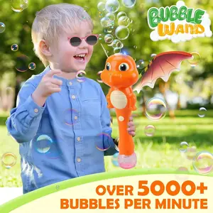 Bubble Wand Dinosaur Toys, Auto Dino Bubble Blower Orange Cartoon Handheld Musical Light-up for 3-6 Kids for Outdoor, Multifunction Bubble Maker, bubble wands for kids light up bubble machine bubble set toy