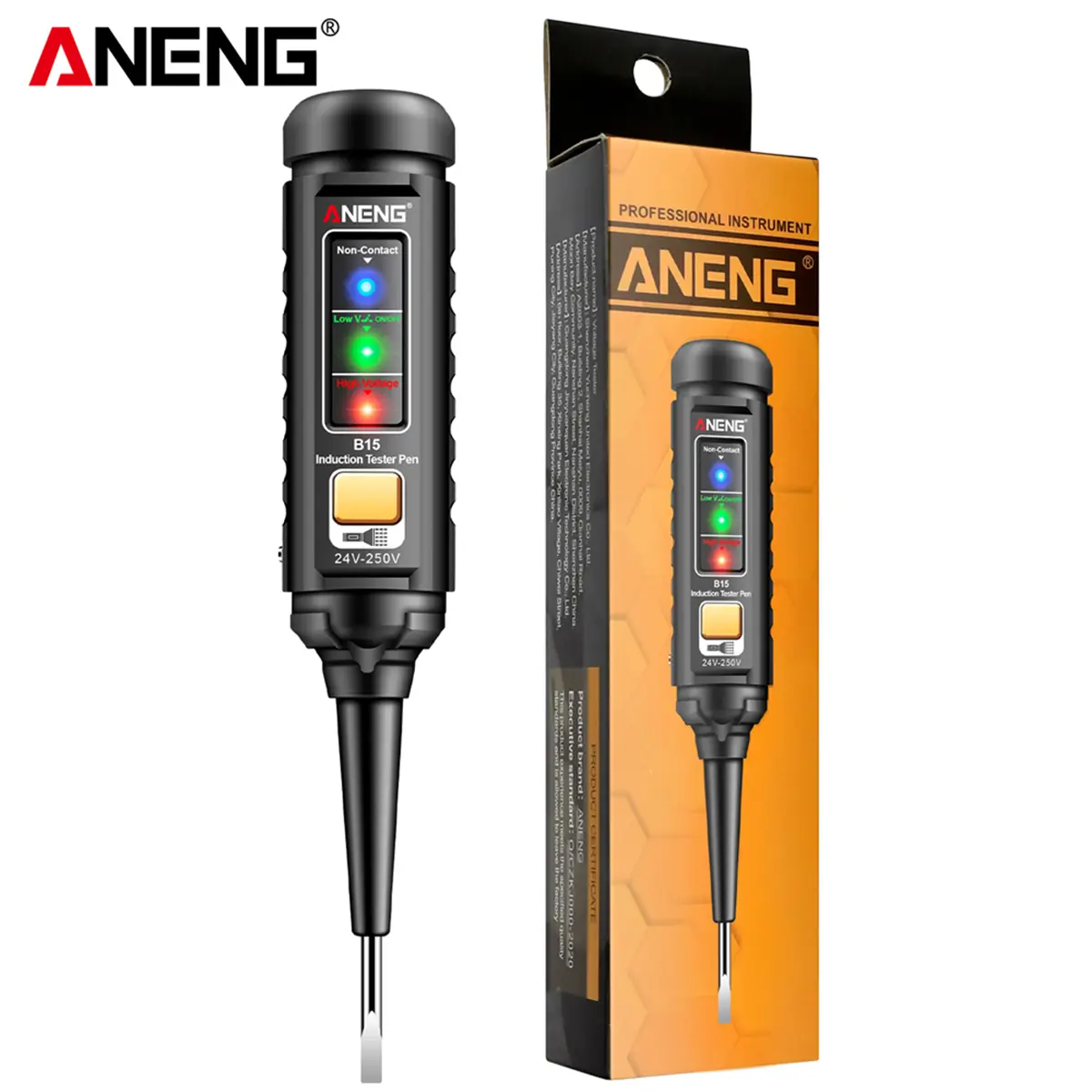 For Aneng B15 DC Voltage Tester Pen,Safe, Versatile Accurate Electric Tool,User-Friendly Probe Design For Electricians And Electrical Diagnostics,Black