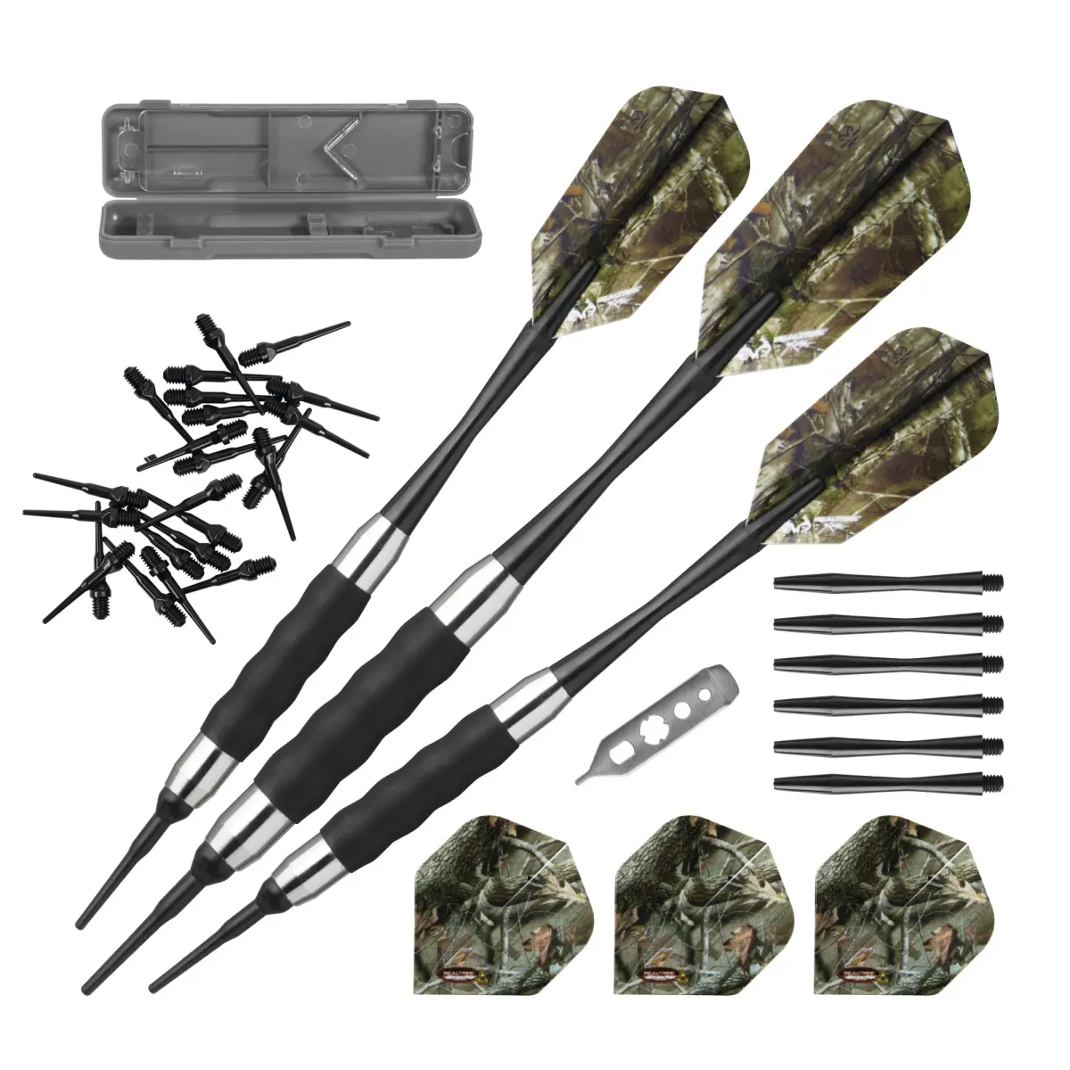 Viper 20-9995 16g Nickel Alloy Soft Tip Darts with Realtree Look, Rubber Sleeve for Softtip Play & Casemaster Deluxe Realtree Dart Case