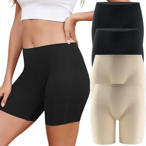 LEVAO 4 Pack Seamless Boyshorts for Women Invisible No Show Underwear, Anti-Chafing Boxer Panties, Soft & Comfortable