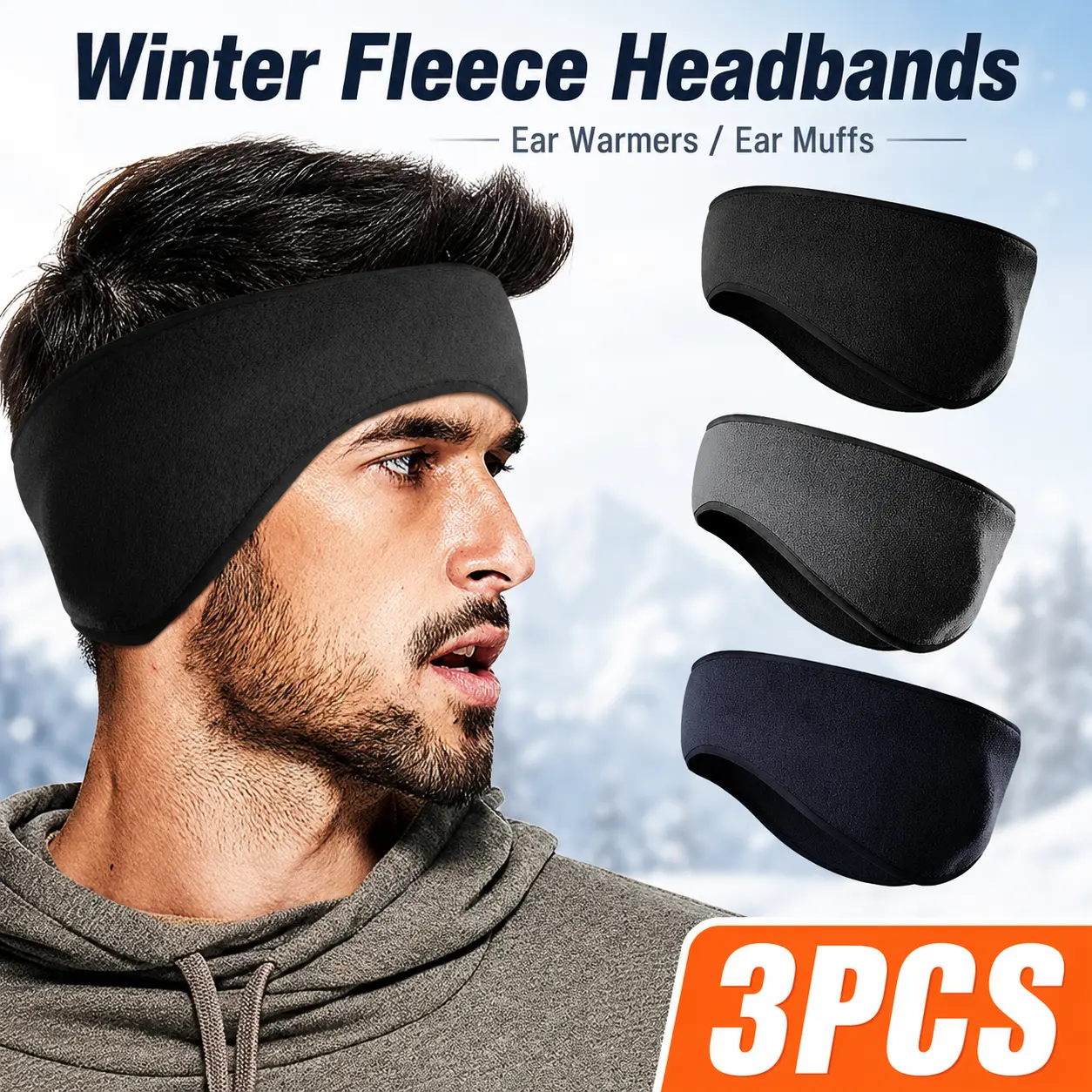 Winter Fleece Headbands with Ear Covers – Ear Warmers/Ear Muffs for Men, Women & Kids, Suitable for Skiing, Running & Cycling