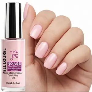 ELL LOUREL Rejuvenating Pink Nail Strengthener, 10ml Quick-Dry Tinted Nail Hardener & Anti-Aging Nail Treatment, Infused with Rejuvenating Formula to Strengthen Thin, Soft & Brittle Nails, Revitalizes Damaged Nails, Natural Pink High Gloss,Salon Quality
