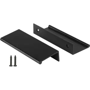10 Pack Black 3 Inch Aluminum Alloy Edge Finger Pull Cabinet Pulls Handles for Kitchen Dresser Drawer