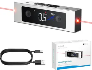 Agiufgs Portable Digital Angle Meter with Laser, IP54 Waterpoof Digital Inclinometer, Level L Case with 2 LCD Backlit Displays, USB-C Rechargeable Angle Detector with Dual-Axis Laser (Laser Class II)