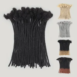 10 inch 40 Strands Loc Extensions Human Hair, Real 0.6cm Width Human Hair Dreads Extensions for Man/Women Full Handmade Dreadlocks Can be Dyed(1b)