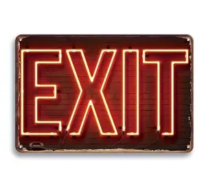 Metal Aluminum Signs exit neon style 12 x 8 inch retro man cave plaque funny wall art for home Bar yard decor high-quality eco-friendly ink Hanging Stickers