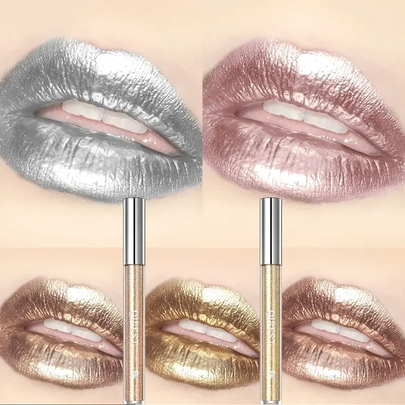 Metallic Glitter Liquid Lipstick, Waterproof Lip Gloss, Glamour Gloss, Long-Lasting Shimmer, Metal Diamond Lip Glaze, Charming Tint, Gloss Lipgloss, Makeup Essential