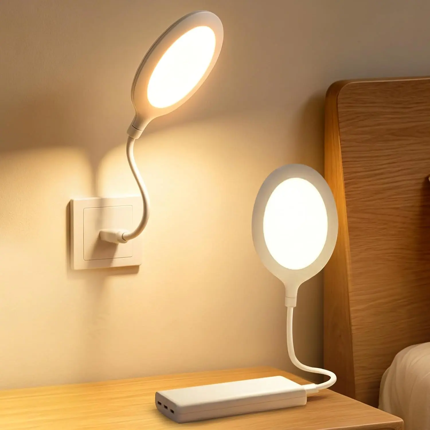 USB Voice Control Smart Night Light 1PCS nursery night light Flexible gooseneck adjusts light angle. USB plug-in power, soft eye-friendly light