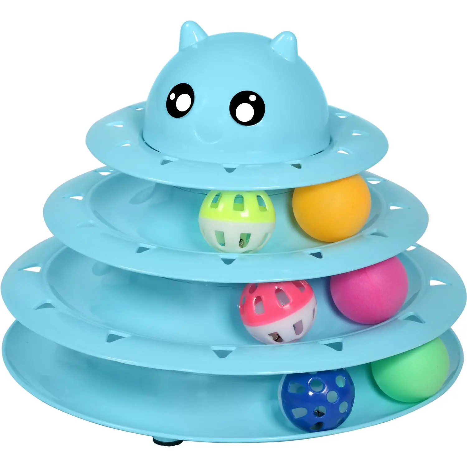 3-Layer Cat Turntable Roller Toy with 6 Color Balls Interactive Kitten Mental Puzzle Play Toy, Available in Solid/Gradient Colors, 20PCS & 24PCS Accessory Bundle Sets