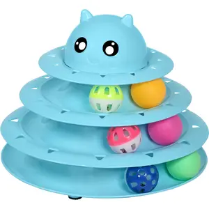 Cat Toy Roller 3-Level Turntable Cat Toys Balls with Six Colorful Balls Interactive Kitten Fun Mental Physical Exercise Puzzle Kitten Toys