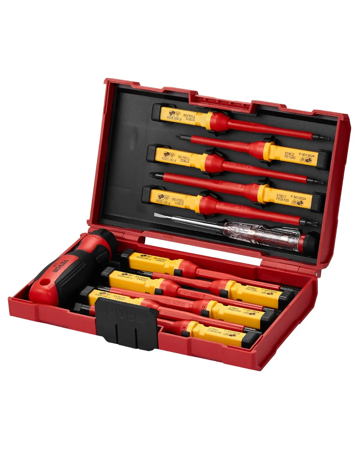【DealsForYouDays】VEVOR 13-Piece Insulated Screwdriver Set, VDE & GS Certified, Ergonomic Handles, Interchangeable Heads, 1000V for Electricians, Industrial Technicians, Household or Automotive Repairs, Father's Day Gift