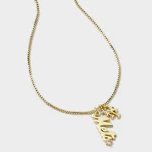 Bijoux Sport by Luv Aj MLB Gold Cubic Zirconia Charm Necklace - New York Mets: Brass Chain, 16" Length