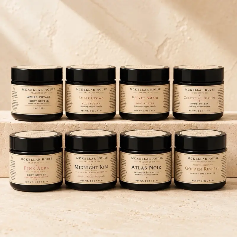 2 oz Luxury Fragrance Body Butter - Long-Lasting, Moisturizing, Skin-Softening Whipped Body Butter (8 Scents Available), 2Oz