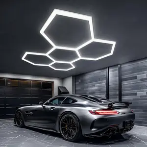 VIVIDALUX Hexagon LED Garage Lights 26400LM Super Bright Car Detailing Ceiling LED Shop Light for Warehouse Workshop Gym Basement Car Care Wash Room Fixtures Modern Design Industrial Lighting Lighting Installation