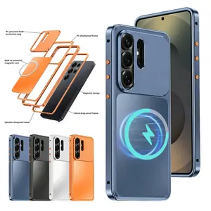 Alloy Aluminum Metal Frame PC Backplate Mag Safe Magnetic Case for Samsung Galaxy S26 S25 S24 S23 Ultra, Heavy Duty Ultra-Thin Shockproof Protective Phone Case