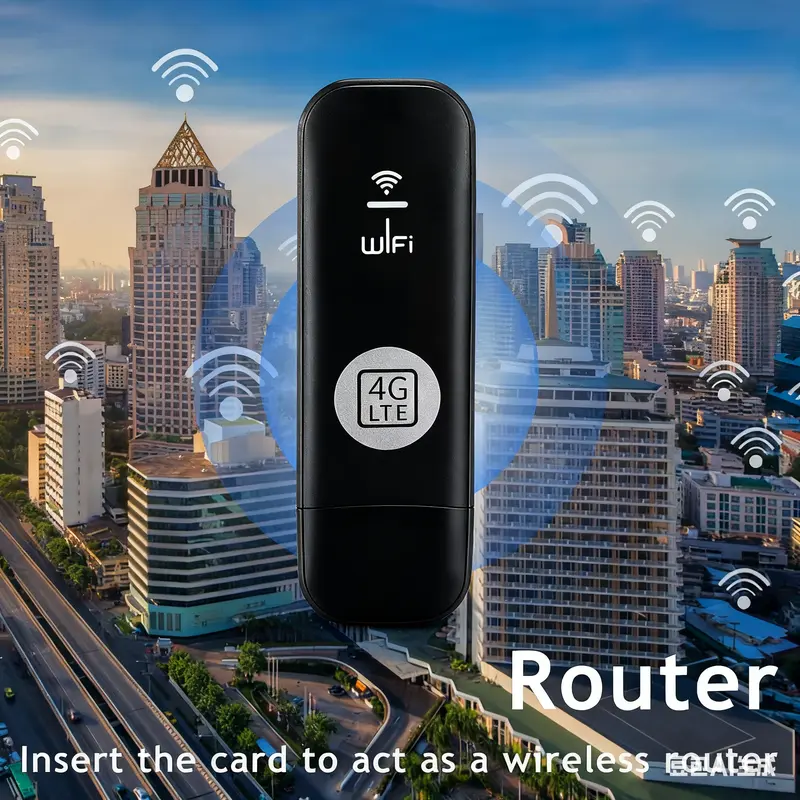 【Requires a separately purchased data‑only SIM card】 Joytutus 4G LTE WiFi Router 150Mbps USB Modem Unlocked Portable Car WiFi Adapter for Desktop PC Notebook TV Black Wireless Dongle Device