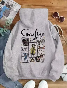 Coraline Cozy & Stylish Women's Hoodie with Unique Horror Print Casual Pullover Fashion Casual HipHop Sweatshirt Harajuku Unisex