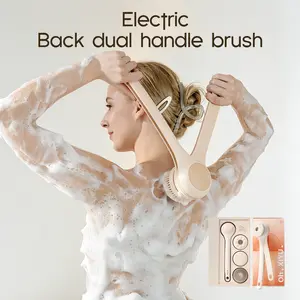 XiyuYouth Electric Body Brush with Dual-Handle | Waterproof Spin Shower Brush for Exfoliating & Bacne | Home SPA Bath Scrubber Set back scrubber for shower Body Care Tool