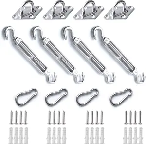 Shade Sail Hardware Kit, 304 Stainless Steel Anti-Rust Fixing Hardware for Square and Triangle Shade Sails (12- Set + 16 Screws)