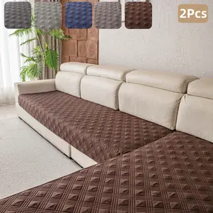 2pcs Modern Geometric L-Shaped Sofa Cushions with Soundwave Embossed Pattern, All-Season Non-Slip Backing, Multiple Sizes for L-Shaped Sofa Protection & Decor, Modern Home Decor, Couch Slipcover, Sofa Couch Covers