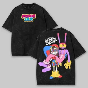 Pomni x Jax The Amazing Digital Circus T-Shirt, Double Printed Lightweight Cotton Tee, TV Show Graphic Top, Fun Fan Gift Shirt for Men, for Women