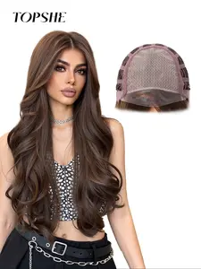 Topshe Women's Long Wavy Wig, Natural Looking Wig, Machine Made Wig, Deep, High Definition Lace Front, Synthetic Fiber, Comfortable Fit, All Season Wear