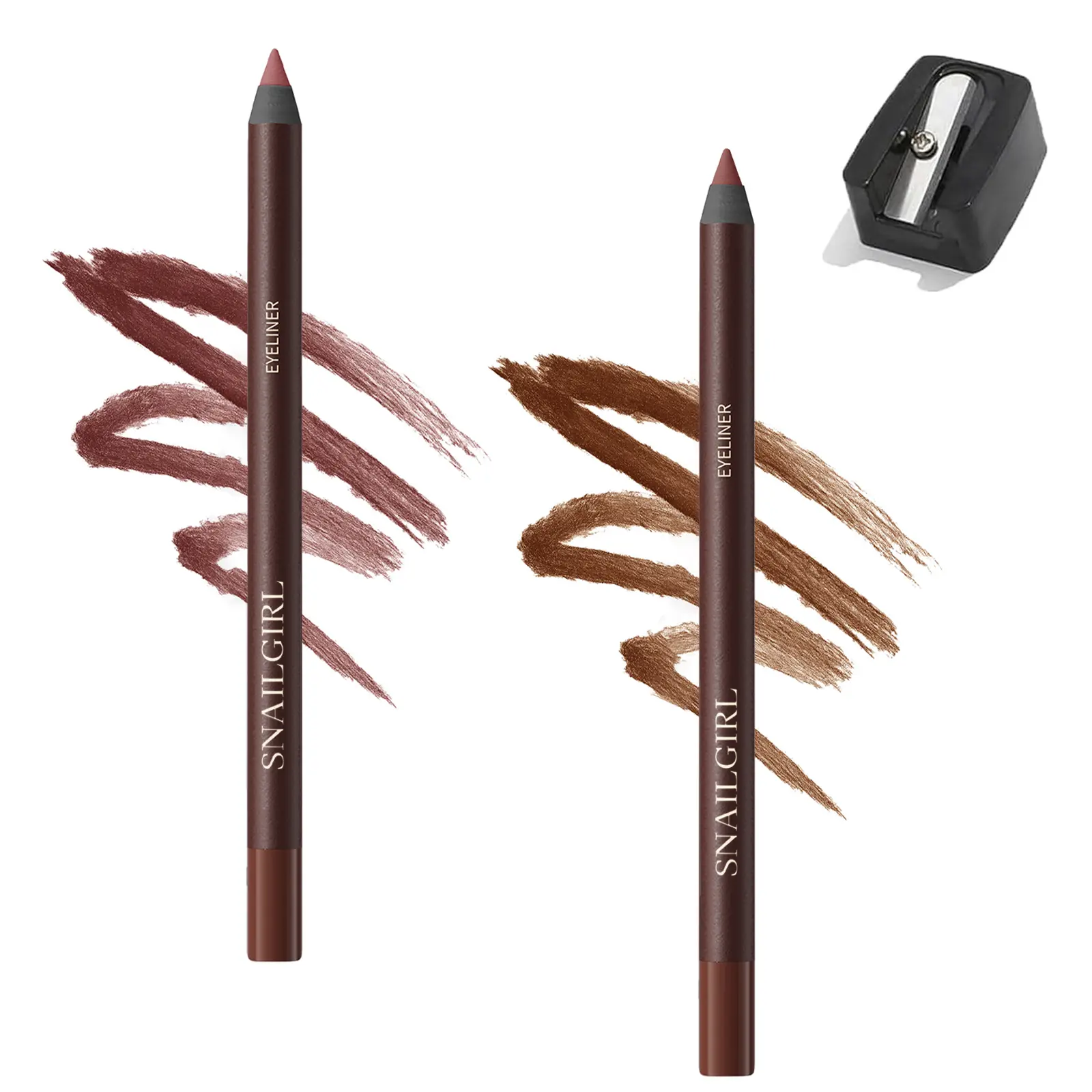 Plum+ChocolateEyeliner Pencil, Plum Eyeliner Pencil Waterproof,  24 HR Waterproof Eyeliner Duo SharpenableEye Pencil, Long-Lasting No Smudging, Resistant,Fading,Smooth And Easy To Color with Sharpener
