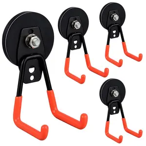 2 or 4 Pack Magnetic Hooks for Garage and Garden, Durable Magnetic Storage Hooks for Tools and Hoses, Indoor and Outdoor Use, Hose Hanging Hook