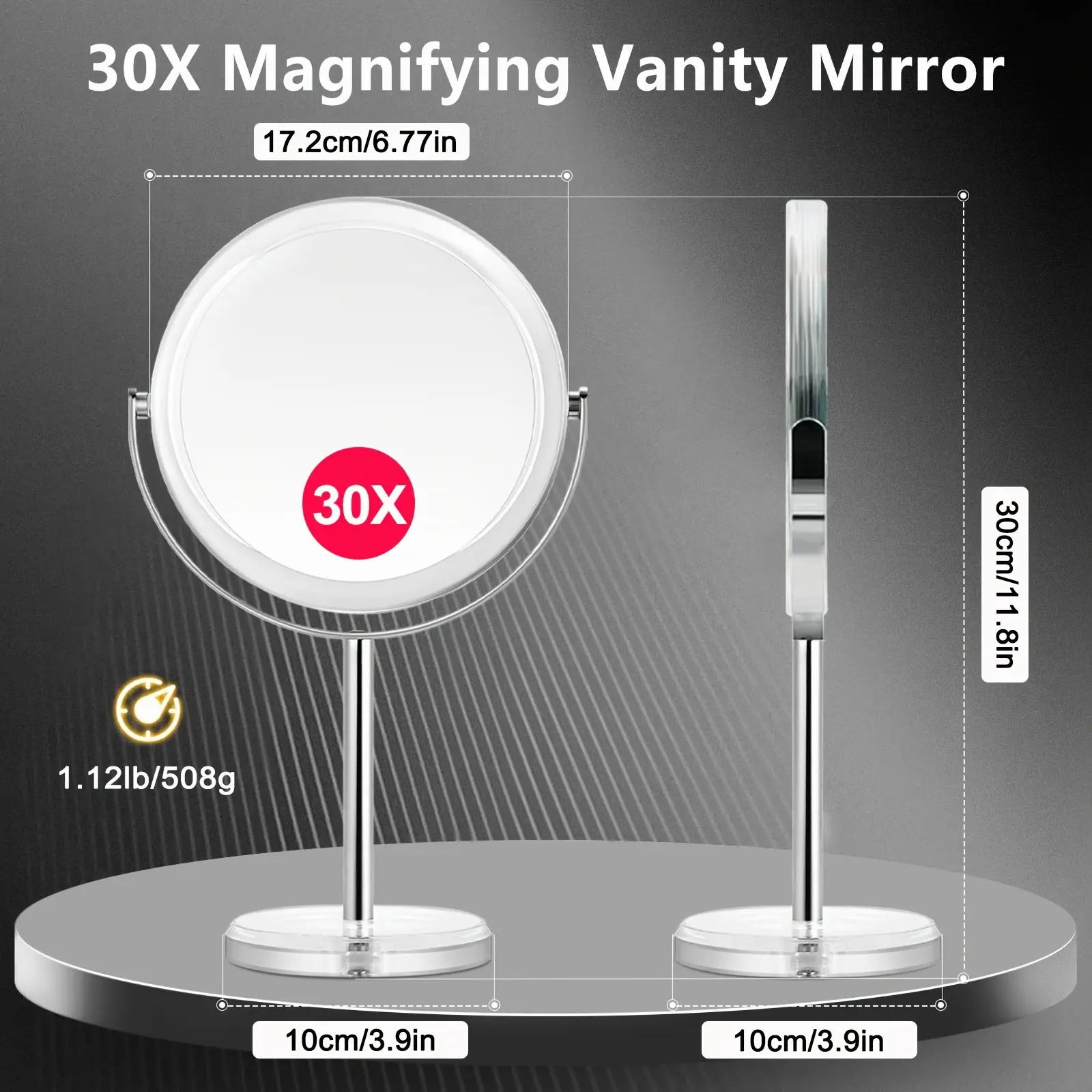 Upgraded 30X Vanity Makeup Mirror With Stand, Double Sided 1X/30X Magnifying Mirror With Detachable Design, 360° Rotation, Portable For Travel & Home Use, Ideal Gift For Women, Birthday Gift, Mothers Day Gifts For Mom
