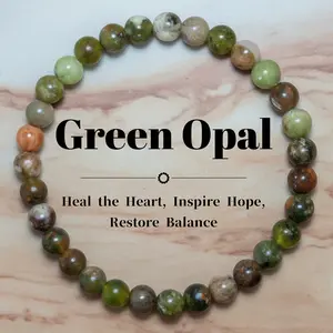 Green Opal Luck Bangle Bracelet - Stress Relief, Emotional Energy Reset, Good Fortune Attraction, Well-being & Balance Enhancement, Attract Desires with Calm Intention, Party Wear for Everyday Use