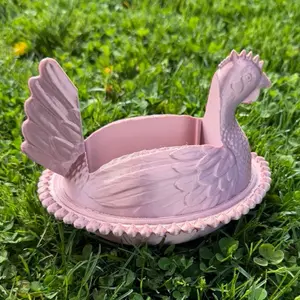 Hen on Nest Soap Holder - Rose Gold Color, Decorative Design, Ideal for Bathroom Use, Durable Material, Perfect for Soap Storage