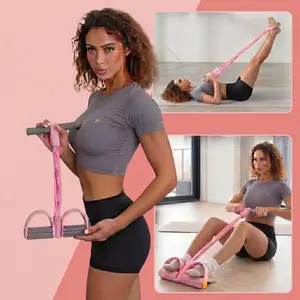 Multifunction 6-Tube Pedal Resistance Band, Natural Latex Yoga Pull Rope, Home Gym Equipment for Arm, Leg & Back Strength Training, Full Body Stretching & Core Toning. Workout Bands Workout Accessories