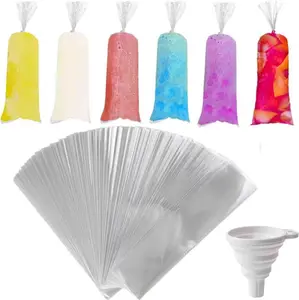 250 Pcs Disposable Ice Lolly Molds – Plastic Freeze Pop Bags with Silicone Funnel for Homemade Yogurt and Candy