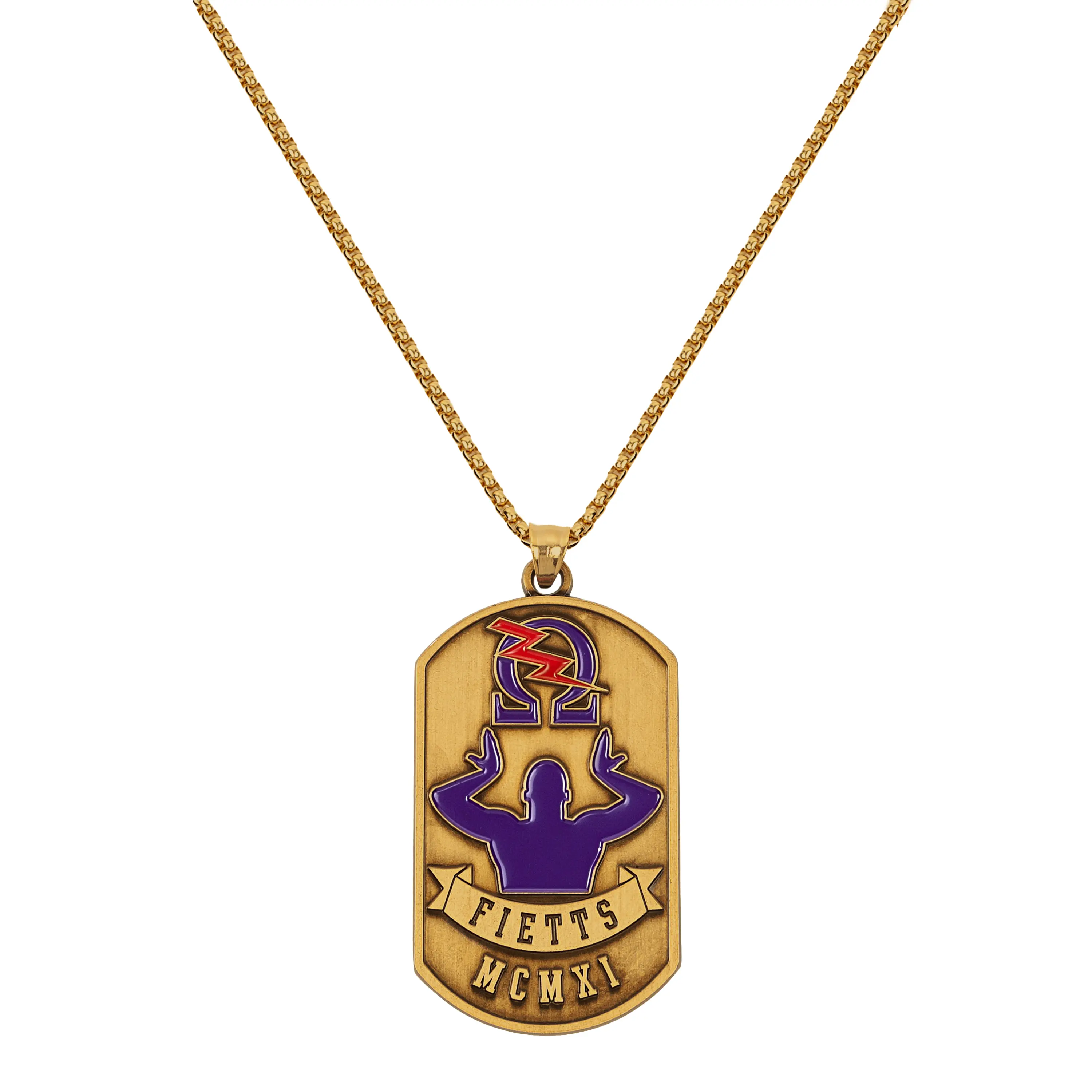 BBGreek Omega Psi Phi - Dog Tag Pendant Necklace with 24 Inch Rope Chain - Official Vendor Fraternity Accessory