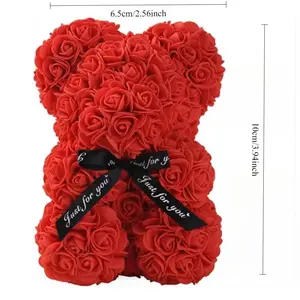 Eternal Rose Teddy Bear for Mom Mother's Day Birthday Valentine's Day Anniversary Gifts & Decor Miniatures PE Foam Flower Bear Home Decorations No Box