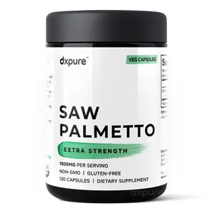 dxpure Saw Palmetto Extra Strength Prostate Supplement 1000mg 120 Capsules Organic Ashwagandha Formula Non-GMO Gluten-Free Vegan Friendly
