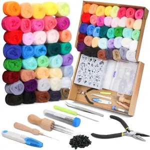 40 Color Needle Felting Starter Kit with Needles & Instructions,Complete Felt Craft Supplies Suitable for Jewelry Making,Soap Making,Dryer Balls,Ideal for Beginners,Hobbyists,DIY Hand Tools Kits