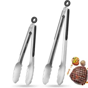 1 set of professional stainless steel bread tongs, household food tongs, outdoor barbecue carbon tongs, food tongs, barbecue tongs, modern kitchen tongs, Korean barbecue tongs, Barbecue Utensils
