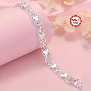 925 Sterling Silver Bracelet - Hypoallergenic, Durable & Perfect For Couples, Everyday Accessory|Boho Style|Hypoallergenic Bracelet bangle high  appearance  bracelet popular gift